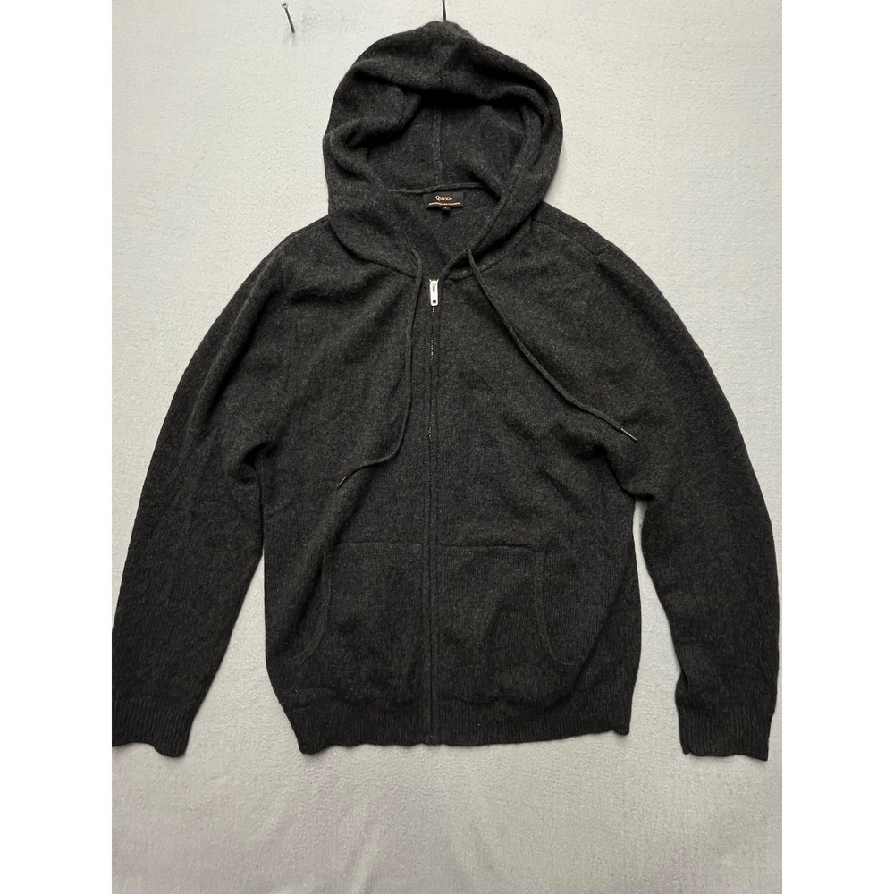 Quince 100% Mongolian Cashmere Full Zip Hoodie Sweater Mens Large Charcoal Lux